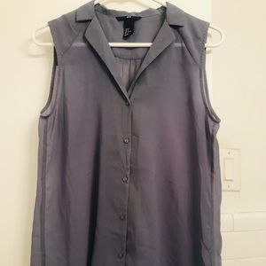 Women’s H & M semi sheer sleeveless gray blouse